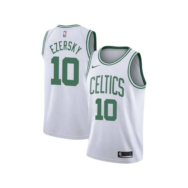 White Johnny Ezersky Twill Basketball Jersey -Celtics #10 Ezersky Twill Jerseys, FREE SHIPPING