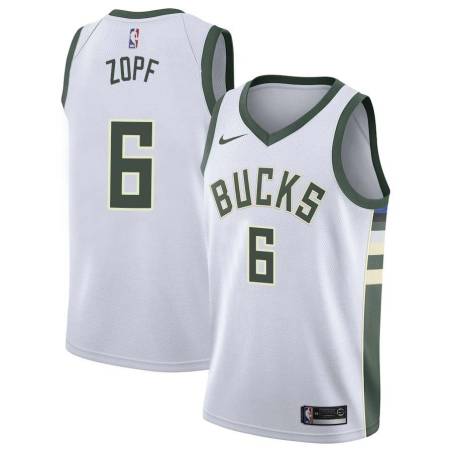 White Bill Zopf Bucks #6 Twill Basketball Jersey FREE SHIPPING