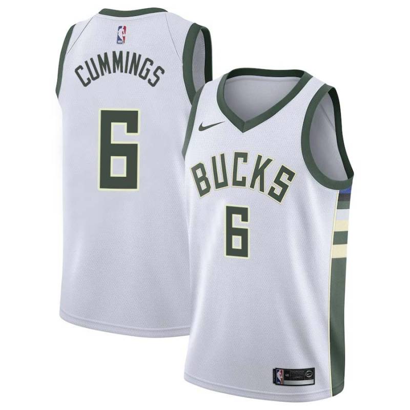 White Pat Cummings Bucks #6 Twill Basketball Jersey FREE SHIPPING