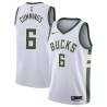 White Pat Cummings Bucks #6 Twill Basketball Jersey FREE SHIPPING