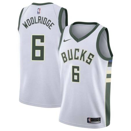 White Orlando Woolridge Bucks #6 Twill Basketball Jersey FREE SHIPPING