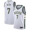 White Lucius Allen Bucks #7 Twill Basketball Jersey FREE SHIPPING