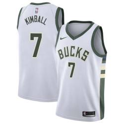 White Toby Kimball Bucks #7 Twill Basketball Jersey FREE SHIPPING