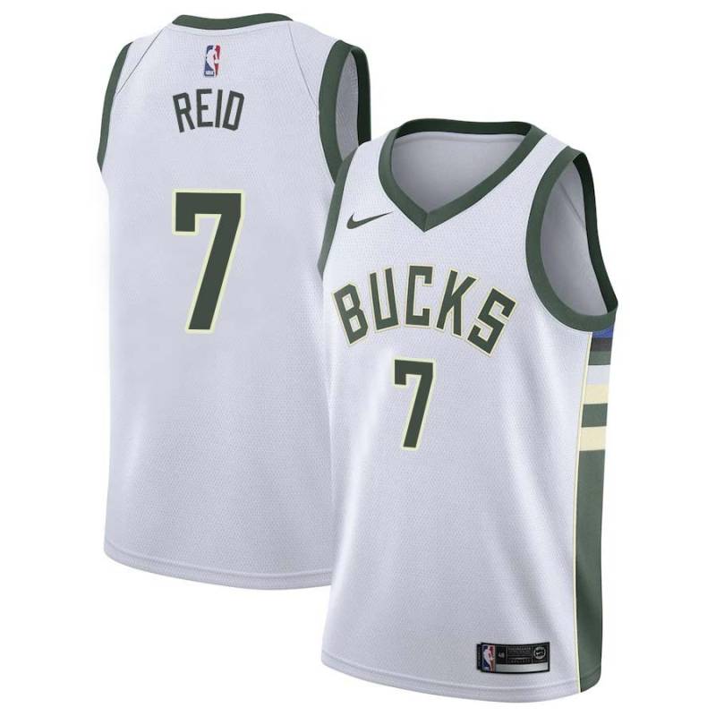 White J.R. Reid Bucks #7 Twill Basketball Jersey FREE SHIPPING