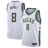 White Frank Kornet Bucks #8 Twill Basketball Jersey FREE SHIPPING