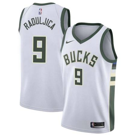 White Miroslav Raduljica Bucks #9 Twill Basketball Jersey FREE SHIPPING