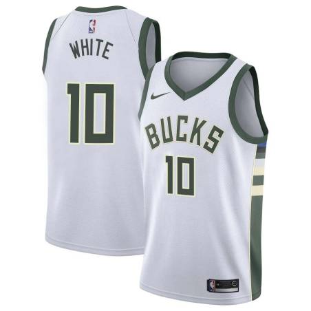 White Rory White Bucks #10 Twill Basketball Jersey FREE SHIPPING