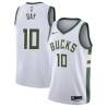 White Todd Day Bucks #10 Twill Basketball Jersey FREE SHIPPING