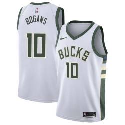 White Keith Bogans Bucks #10 Twill Basketball Jersey FREE SHIPPING