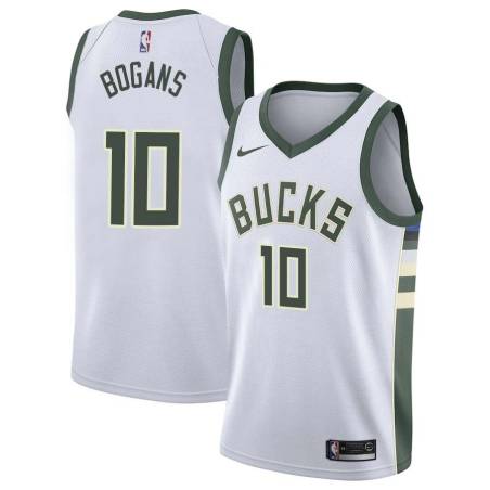 White Keith Bogans Bucks #10 Twill Basketball Jersey FREE SHIPPING