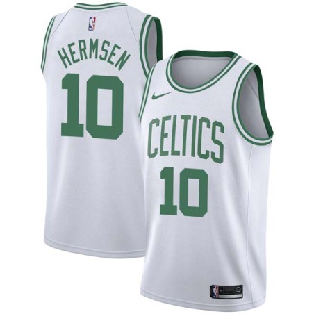 White Kleggie Hermsen Twill Basketball Jersey -Celtics #10 Hermsen Twill Jerseys, FREE SHIPPING