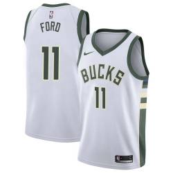 White T.J. Ford Bucks #11 Twill Basketball Jersey FREE SHIPPING