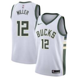 White Jay Miller Bucks #12 Twill Basketball Jersey FREE SHIPPING