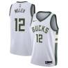 White Jay Miller Bucks #12 Twill Basketball Jersey FREE SHIPPING