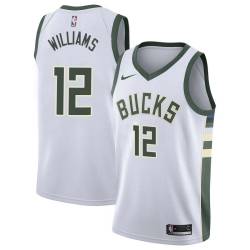 White Ron Williams Bucks #12 Twill Basketball Jersey FREE SHIPPING