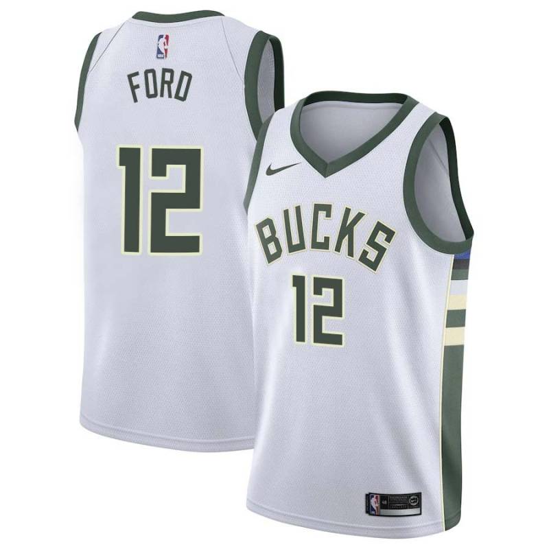 White Phil Ford Bucks #12 Twill Basketball Jersey FREE SHIPPING