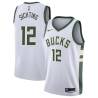 White Jerry Sichting Bucks #12 Twill Basketball Jersey FREE SHIPPING