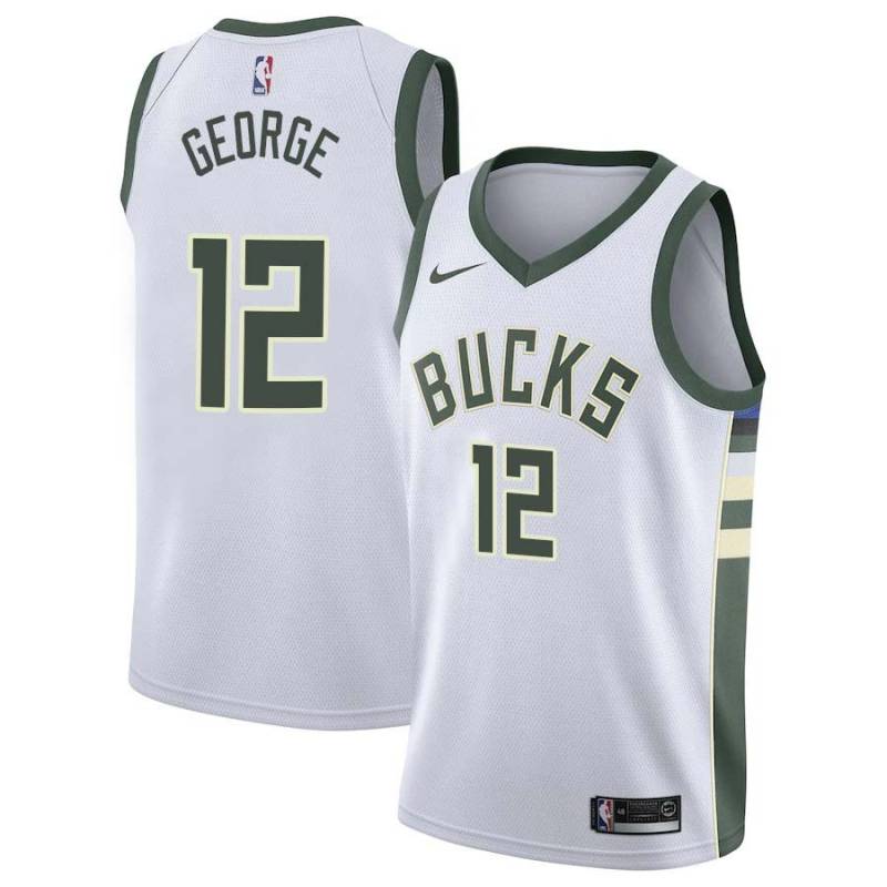 White Tate George Bucks #12 Twill Basketball Jersey FREE SHIPPING