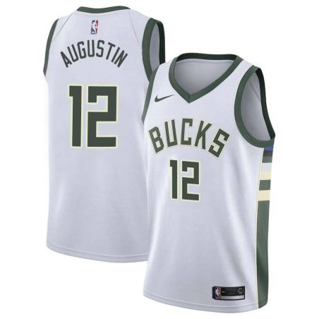 White D.J. Augustin Bucks #12 Twill Basketball Jersey FREE SHIPPING