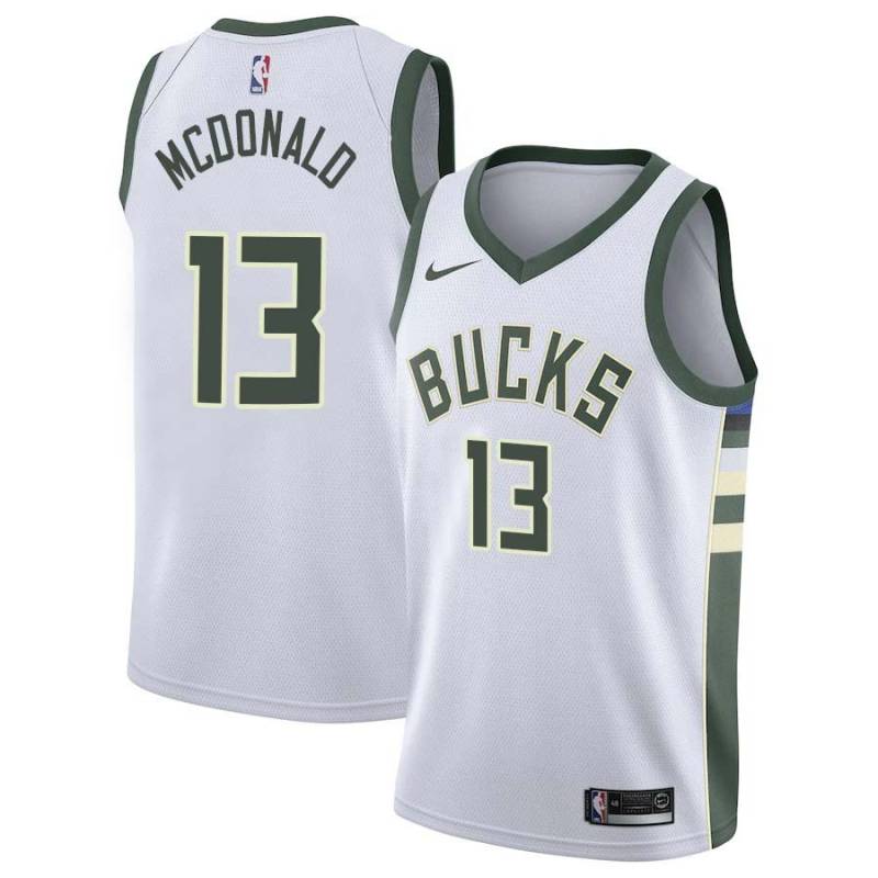 White Glenn McDonald Bucks #13 Twill Basketball Jersey FREE SHIPPING