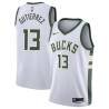 White Jorge Gutierrez Bucks #13 Twill Basketball Jersey FREE SHIPPING