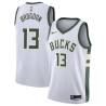 White Malcolm Brogdon Bucks #13 Twill Basketball Jersey FREE SHIPPING