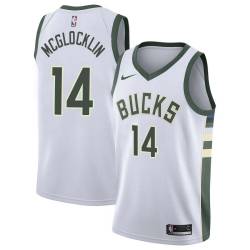 White Jon McGlocklin Bucks #14 Twill Basketball Jersey FREE SHIPPING