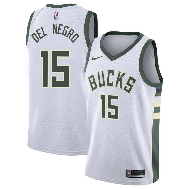 White Vinny Del Negro Bucks #15 Twill Basketball Jersey FREE SHIPPING