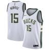 White Greg Monroe Bucks #15 Twill Basketball Jersey FREE SHIPPING