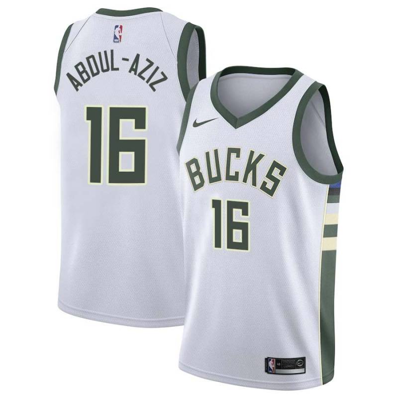 White Zaid Abdul-Aziz Bucks #16 Twill Basketball Jersey FREE SHIPPING