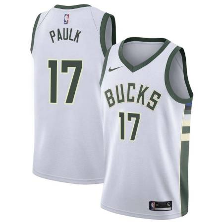 White Charlie Paulk Bucks #17 Twill Basketball Jersey FREE SHIPPING