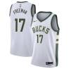 White Gary Freeman Bucks #17 Twill Basketball Jersey FREE SHIPPING