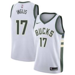 White Damien Inglis Bucks #17 Twill Basketball Jersey FREE SHIPPING