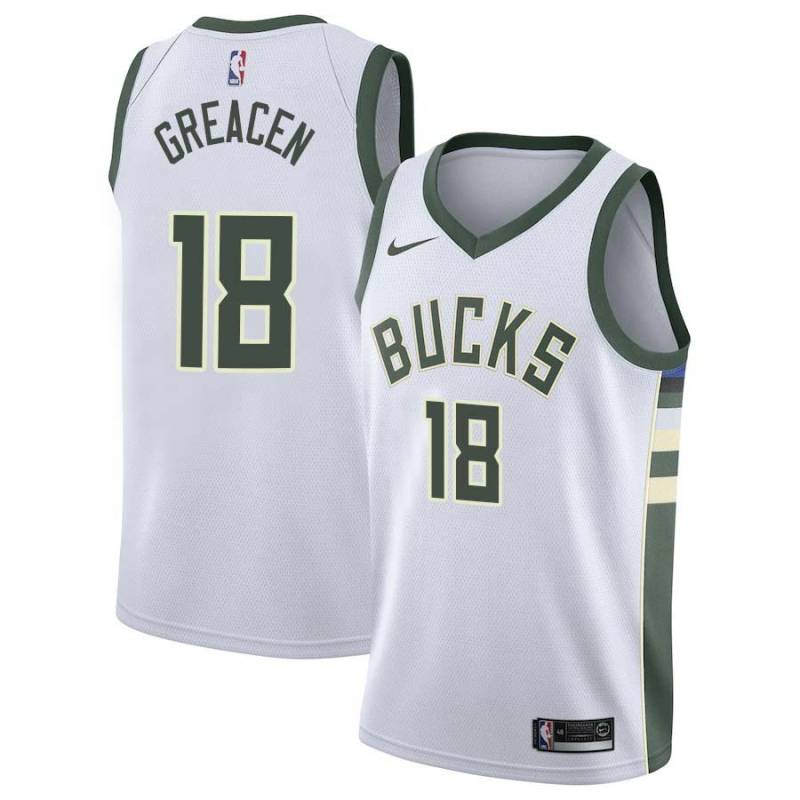 White Bob Greacen Bucks #18 Twill Basketball Jersey FREE SHIPPING