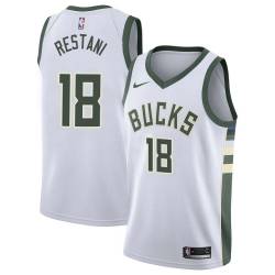 White Kevin Restani Bucks #18 Twill Basketball Jersey FREE SHIPPING