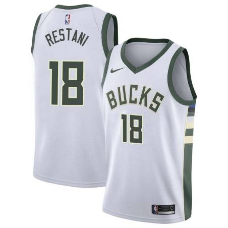 White Kevin Restani Bucks #18 Twill Basketball Jersey FREE SHIPPING