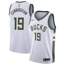 White Dick Cunningham Bucks #19 Twill Basketball Jersey FREE SHIPPING