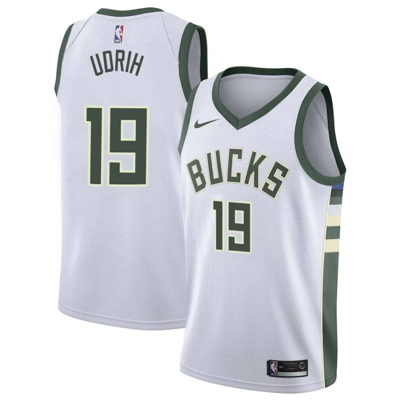 White Beno Udrih Bucks #19 Twill Basketball Jersey FREE SHIPPING