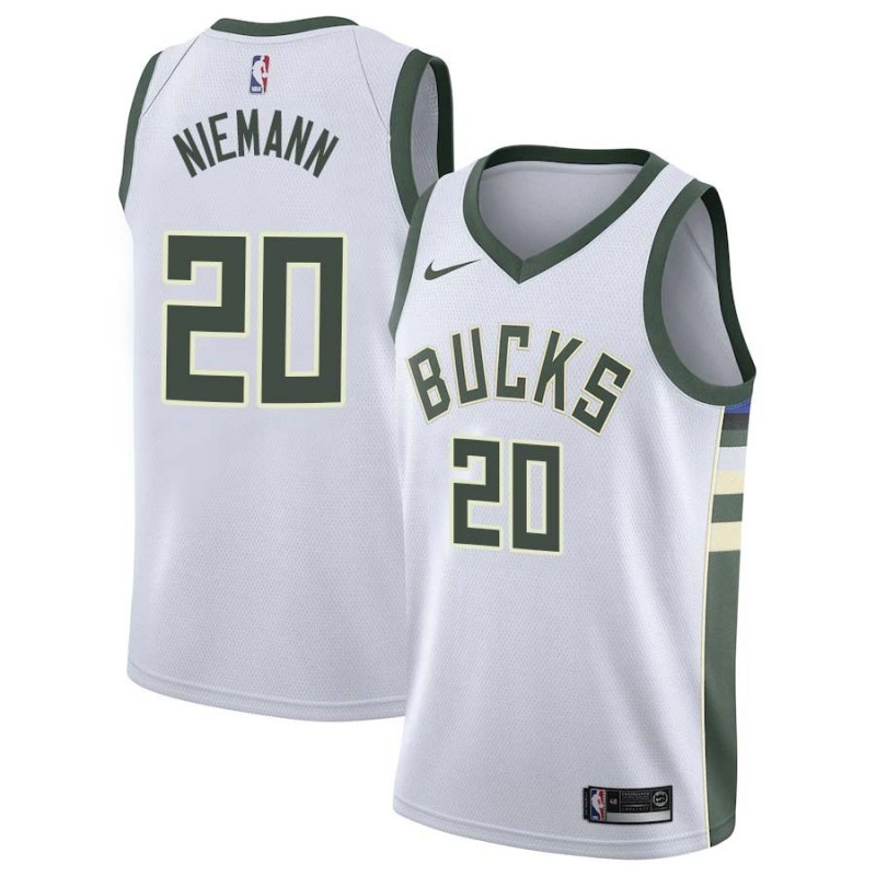 White Rich Niemann Bucks #20 Twill Basketball Jersey FREE SHIPPING