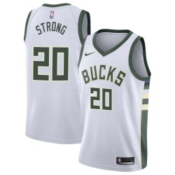 White Derek Strong Bucks #20 Twill Basketball Jersey FREE SHIPPING