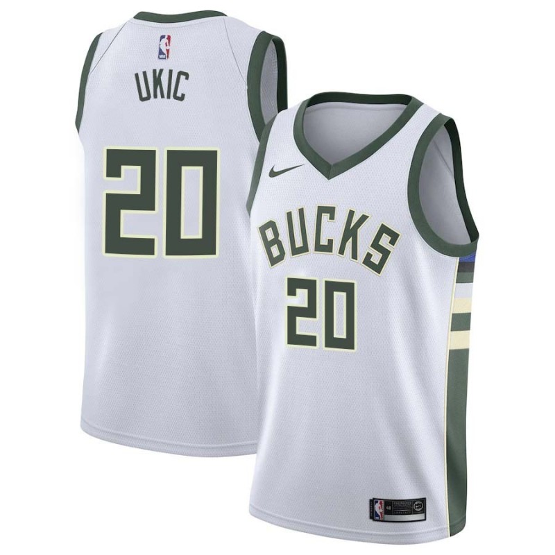 White Roko Ukic Bucks #20 Twill Basketball Jersey FREE SHIPPING