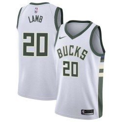 White Doron Lamb Bucks #20 Twill Basketball Jersey FREE SHIPPING