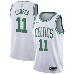 White Chuck Cooper Twill Basketball Jersey -Celtics #11 Cooper Twill Jerseys, FREE SHIPPING