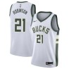 White Flynn Robinson Bucks #21 Twill Basketball Jersey FREE SHIPPING