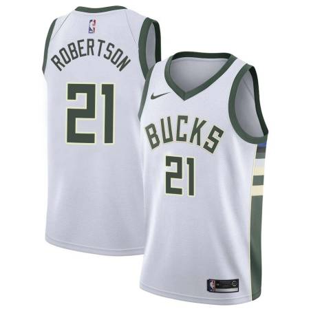 White Alvin Robertson Bucks #21 Twill Basketball Jersey FREE SHIPPING