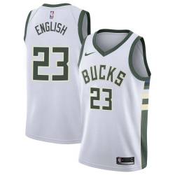 White Alex English Bucks #23 Twill Basketball Jersey FREE SHIPPING