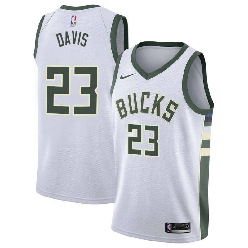 White Mark Davis Bucks #23 Twill Basketball Jersey FREE SHIPPING