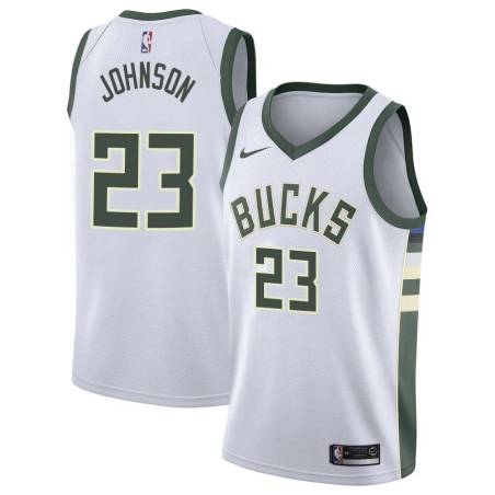 White Chris Johnson Bucks #23 Twill Basketball Jersey FREE SHIPPING