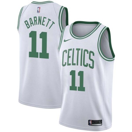 White Jim Barnett Twill Basketball Jersey -Celtics #11 Barnett Twill Jerseys, FREE SHIPPING