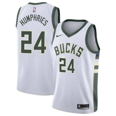 White Jay Humphries Bucks #24 Twill Basketball Jersey FREE SHIPPING